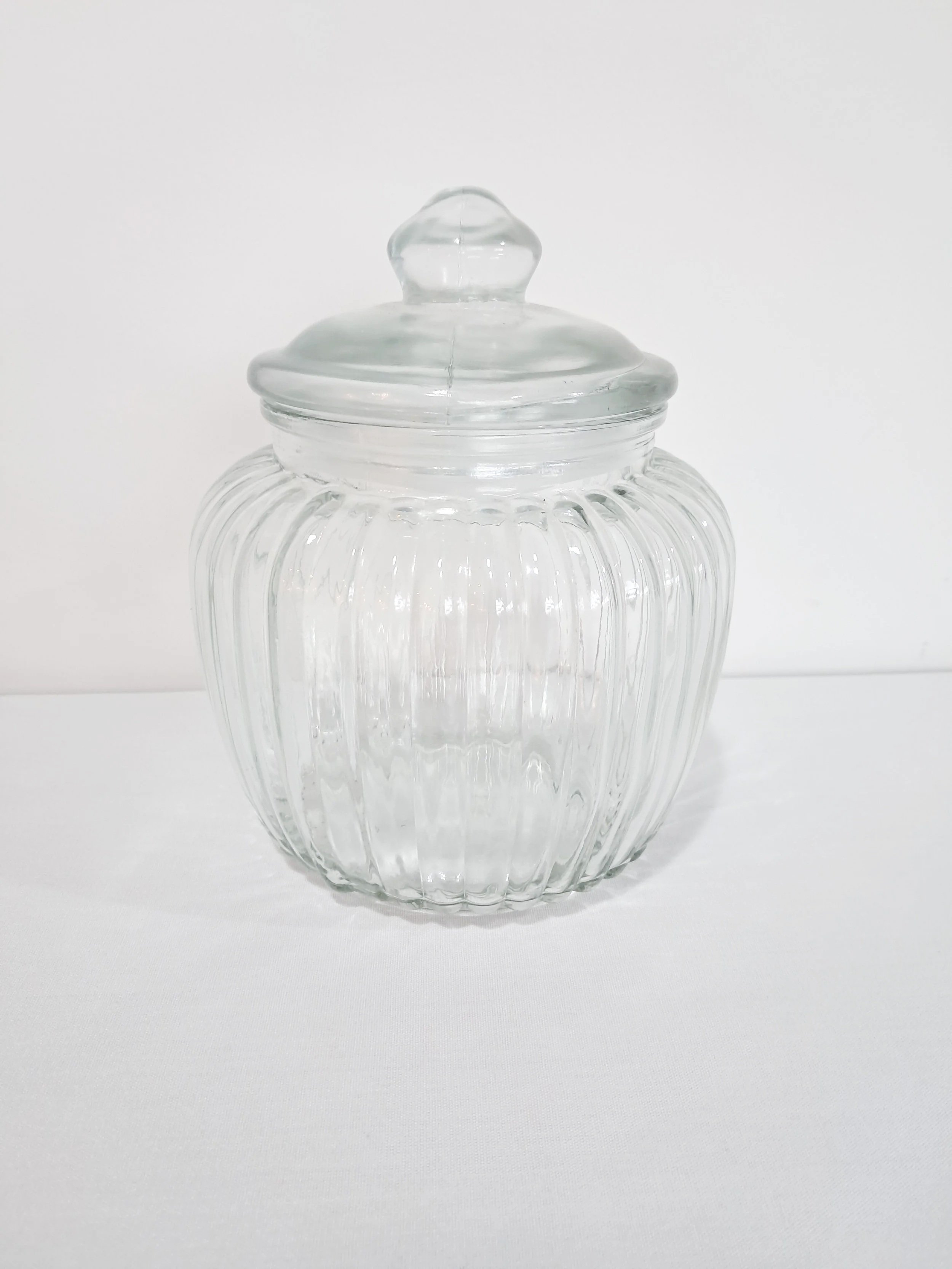Glass Lolly Jar Ribbed Medium