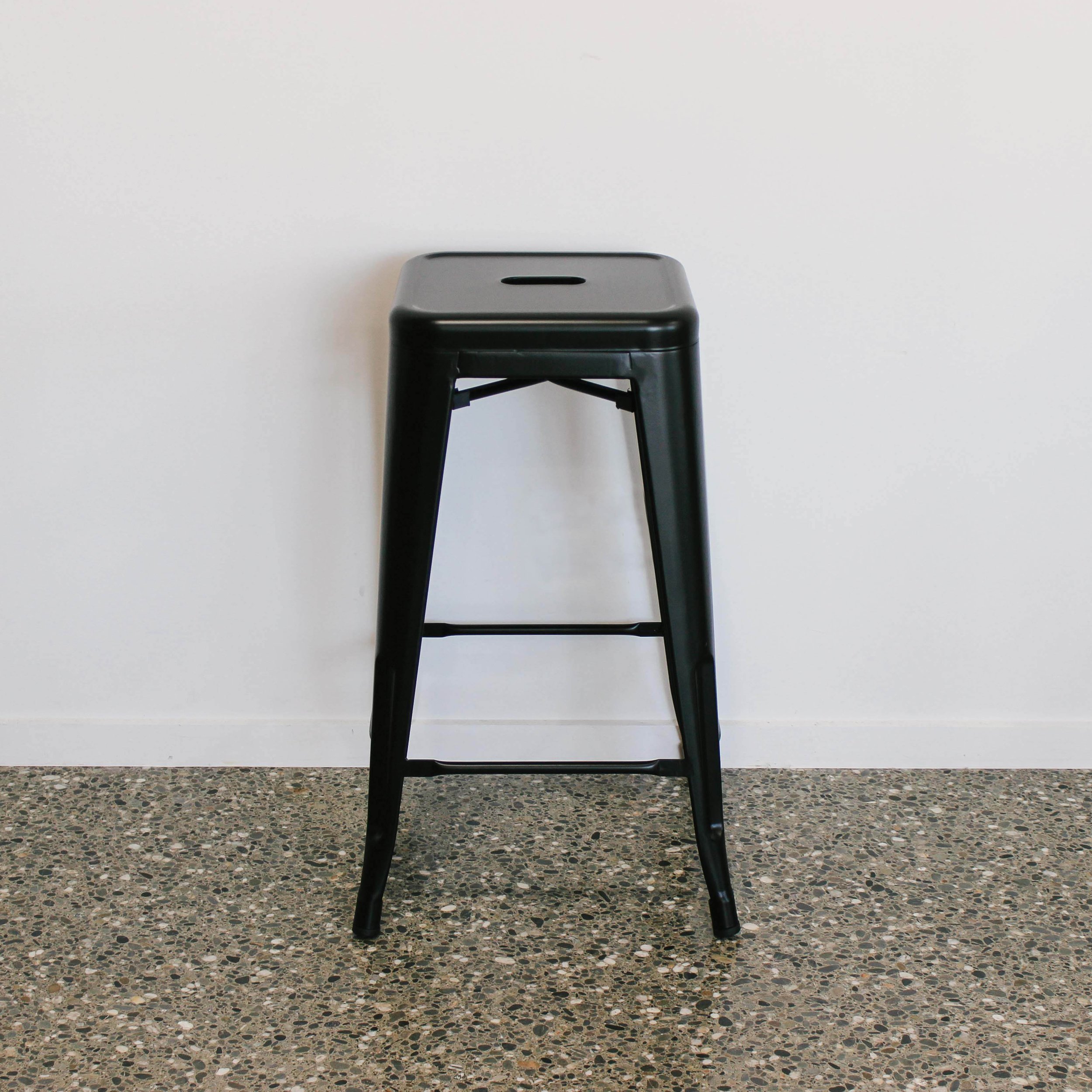 Black metal stool