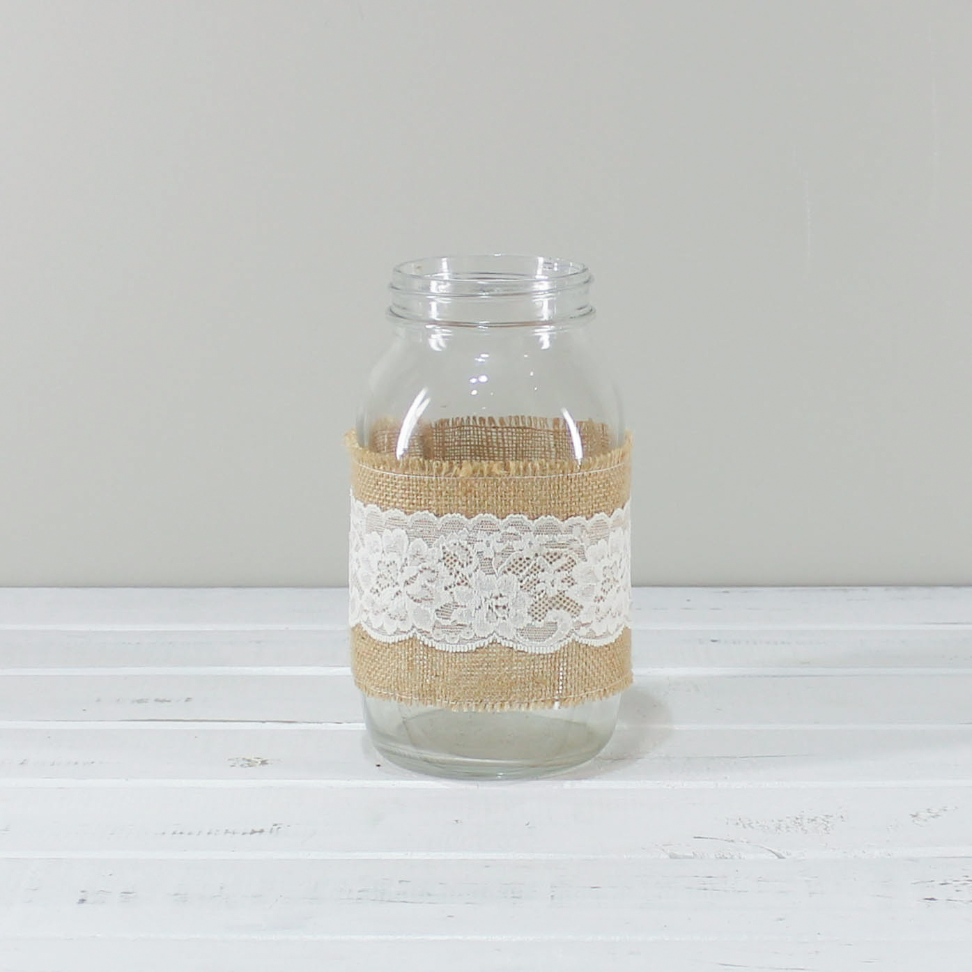 Large Glass Jar w/ Burlap & Lace