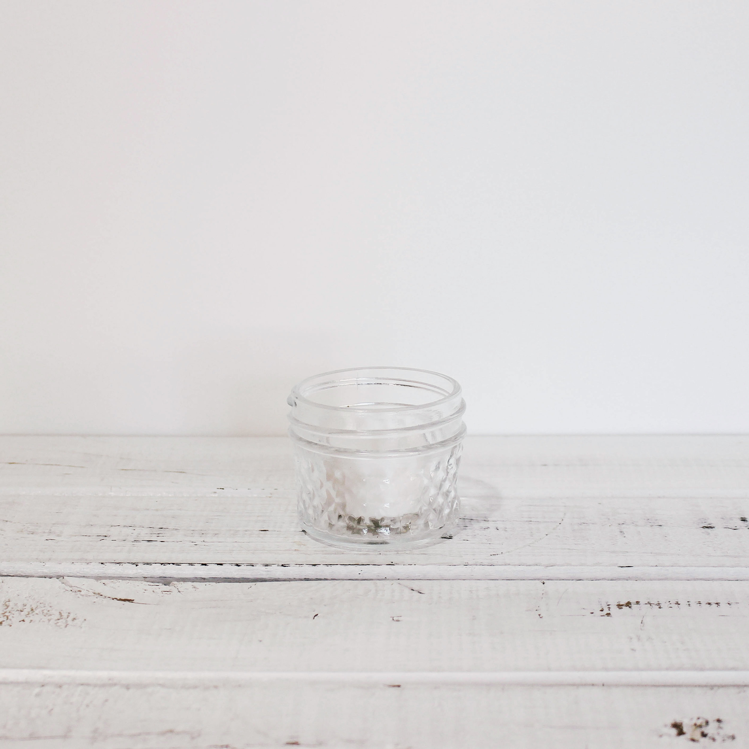 Glass Tealight Holder Jar Quilted w/ Candle