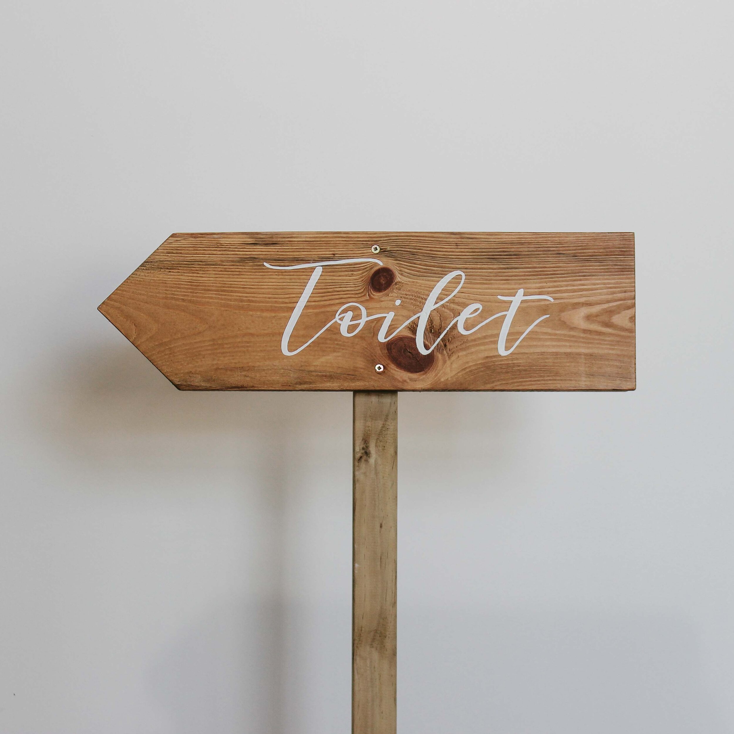 ‘Toilets’ Wooden Arrow Sign