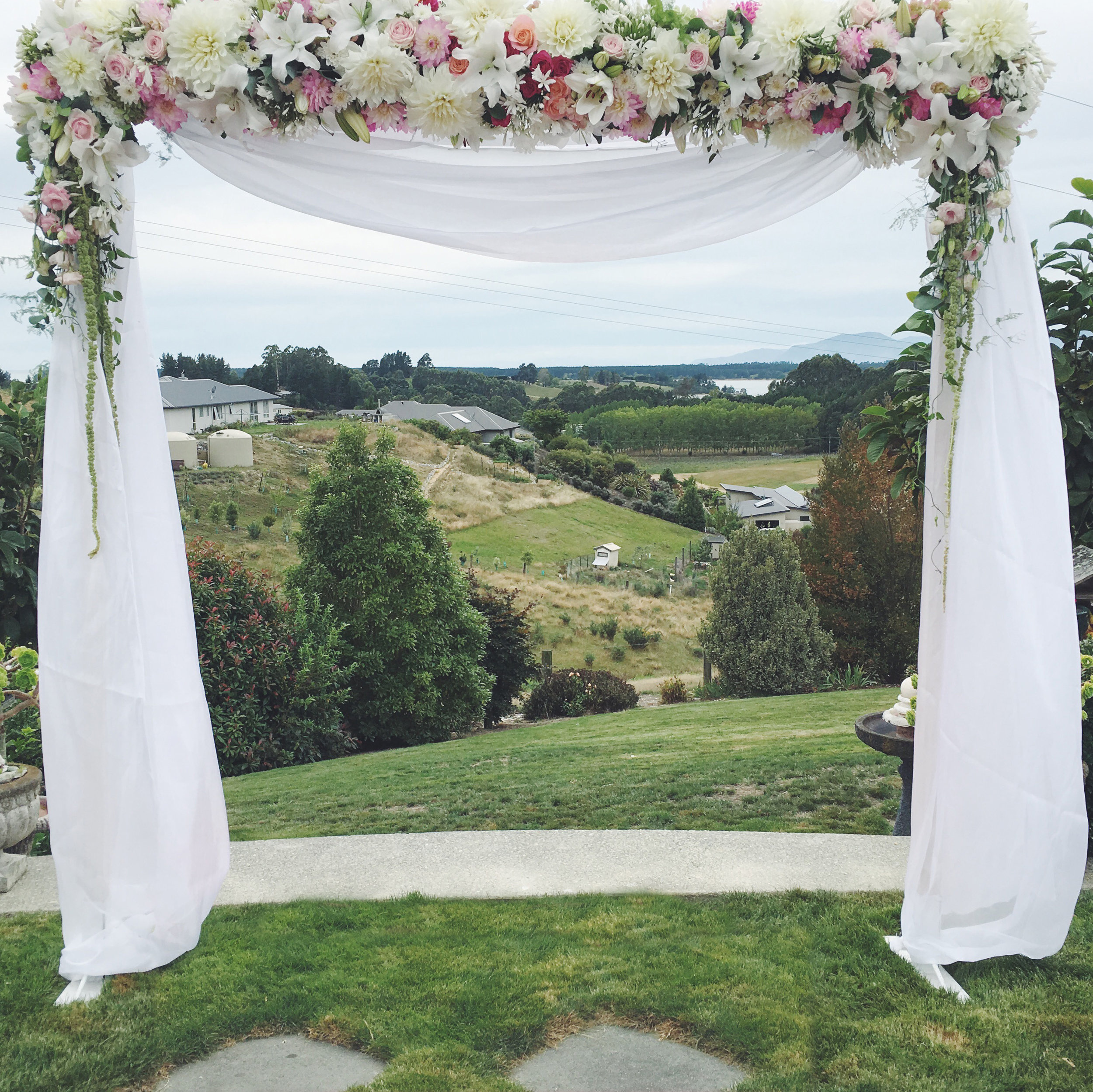 White Archway w/ Silk Draping